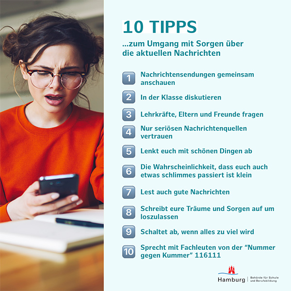 10 Tipps zum Umgang mit Sorgen über die aktuellen Nachrichten © BSB Hamburg