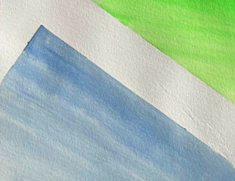 Farbfelder, weiße Streifen (Aquarell; Ausschnitt) © Kärekiba; entstanden im Kunstprojekt STABIL der JVA Hahnöfersand