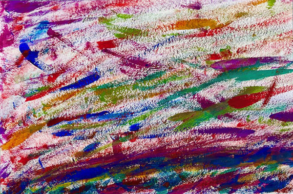 abstrakter bunter Himmel (Aquarell-Zeichnung), Ausschnitt aus Landschaft mit wildem Himmel  © Akho; entstanden im Kunstprojekt STABIL der JVA Hahnöfersand